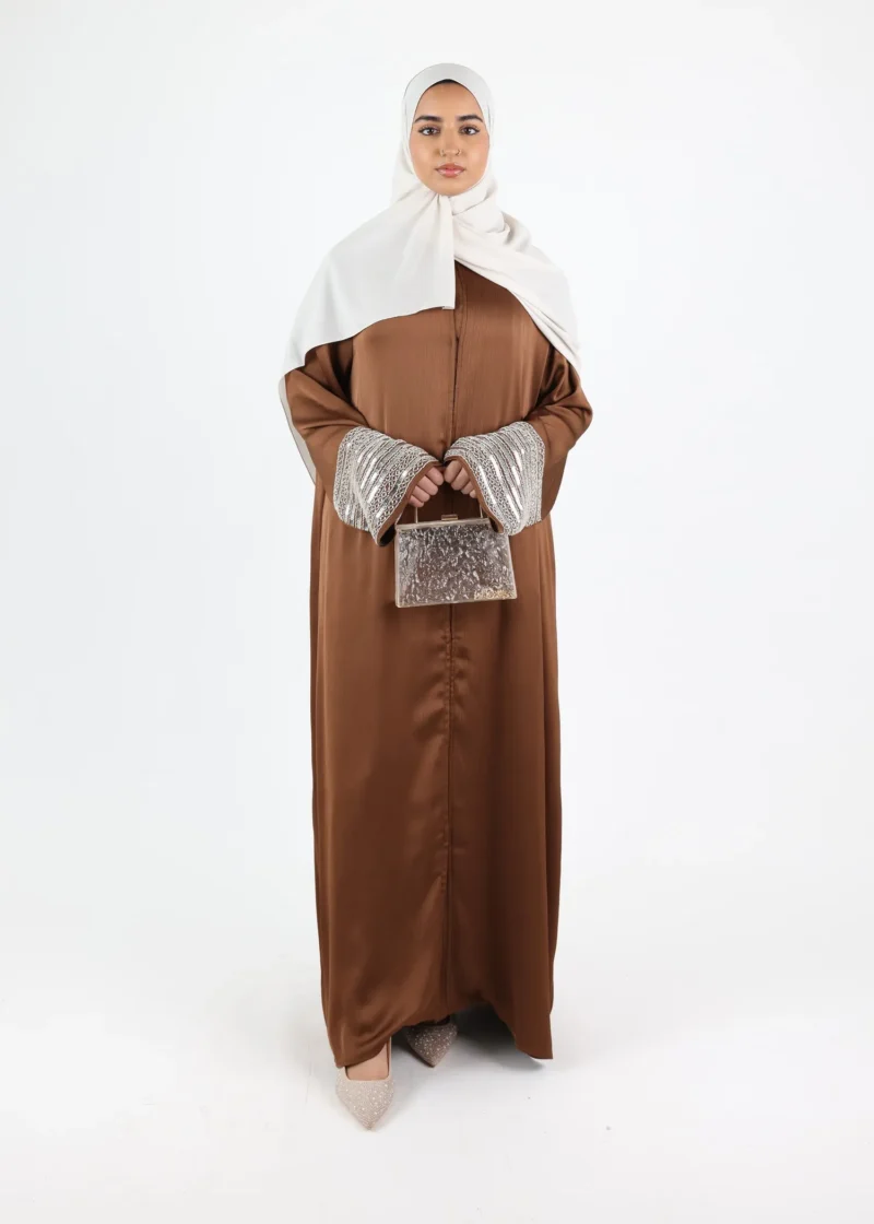 Abaya Amal - Beaded Sleeve Coffee