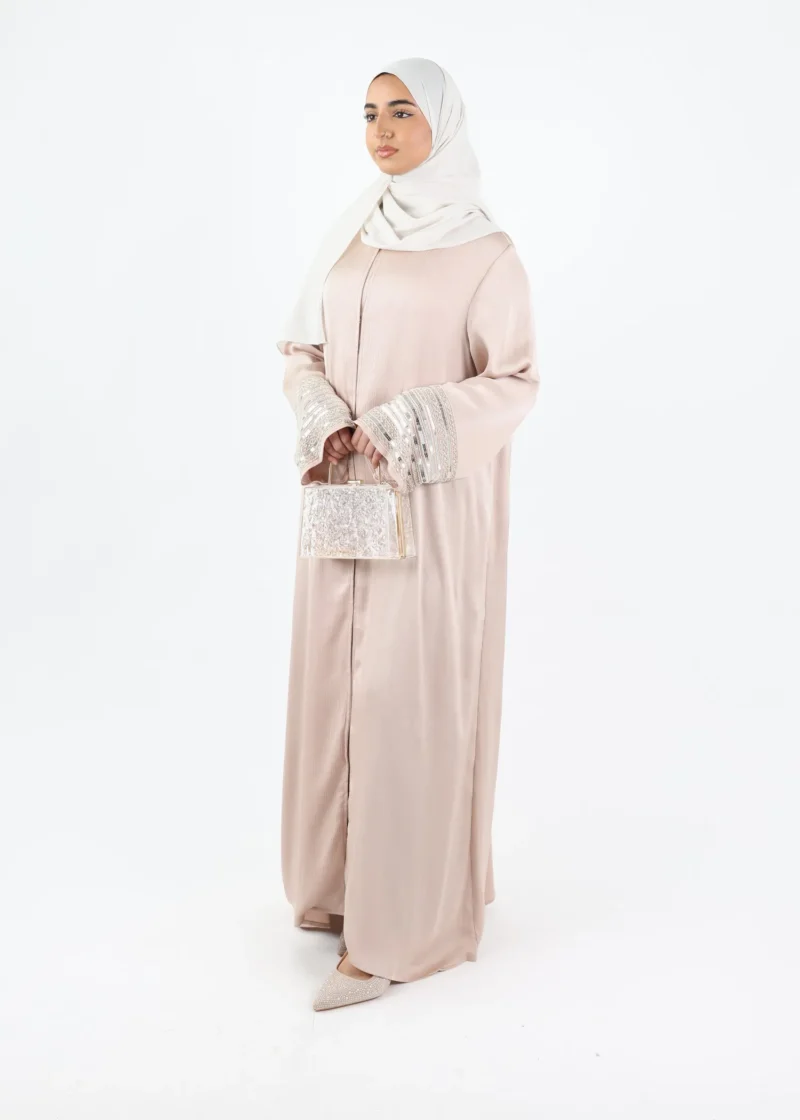 Abaya Amal - Beaded Sleeve French Beige