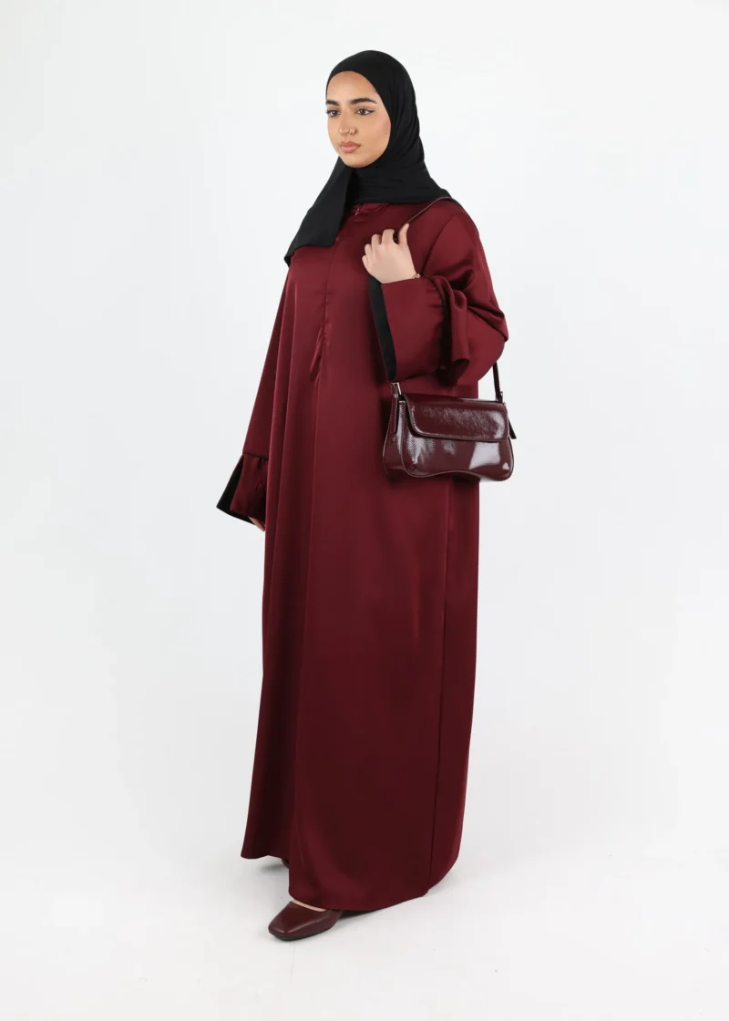 Abaya Lulwa Satin - Burgundy