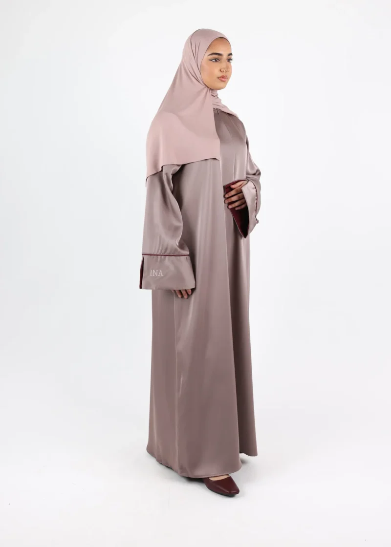 Abaya Lulwa Satin - Purple Taupe