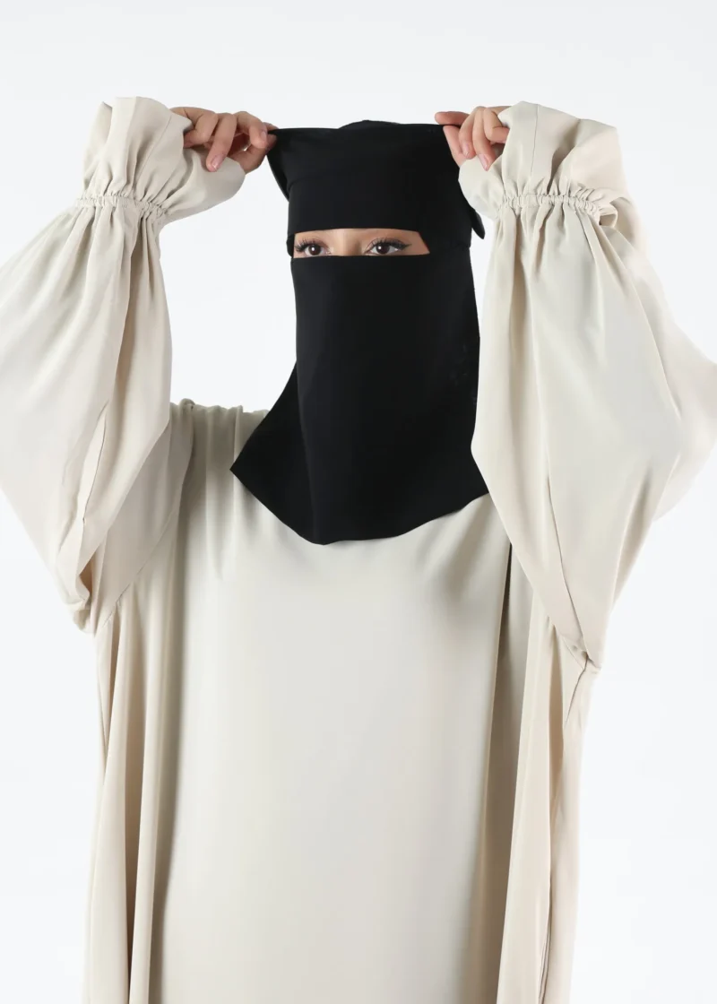 Alternative view of Yemeni Niqab With Eye Flap Short - Premium - Black