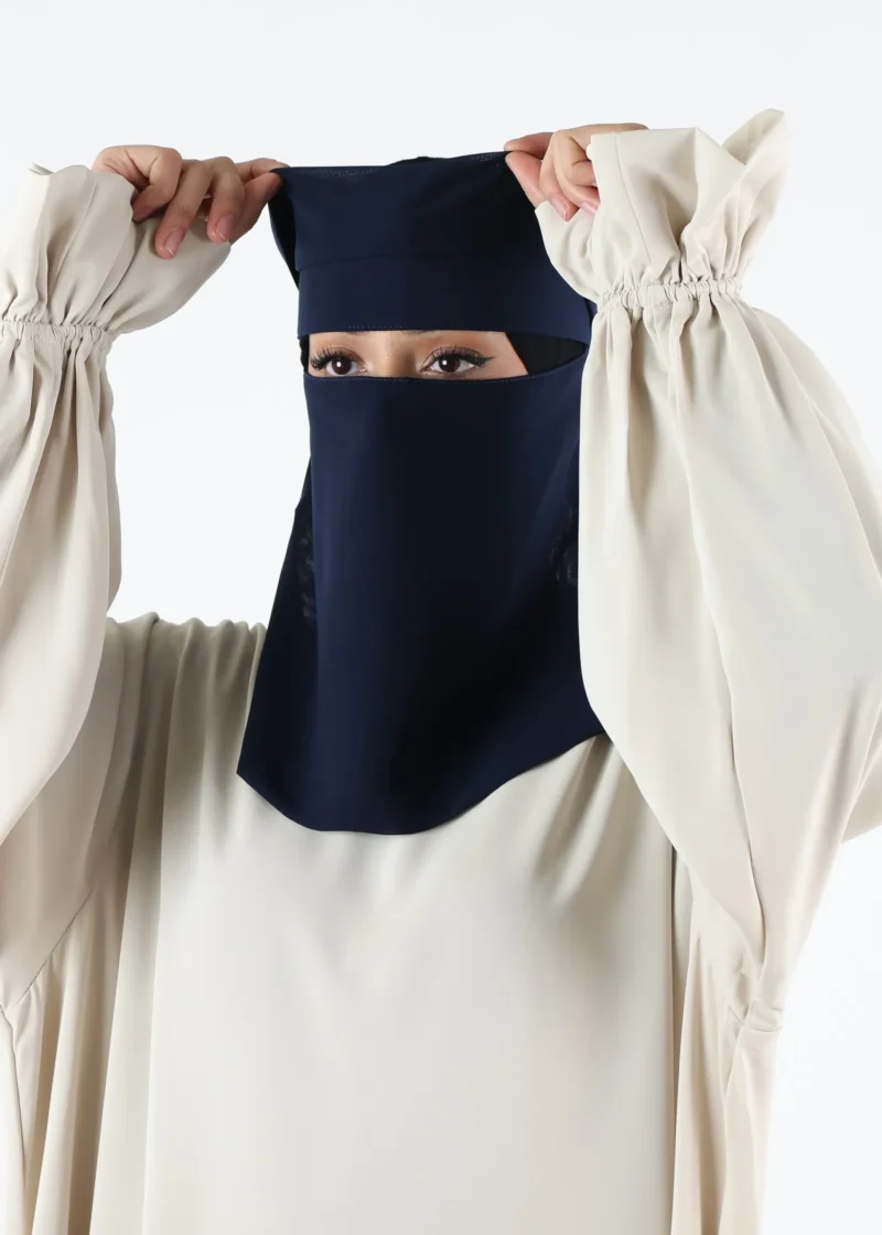 Alternative view of Yemeni Niqab With Eye Flap Short - Premium - Navy