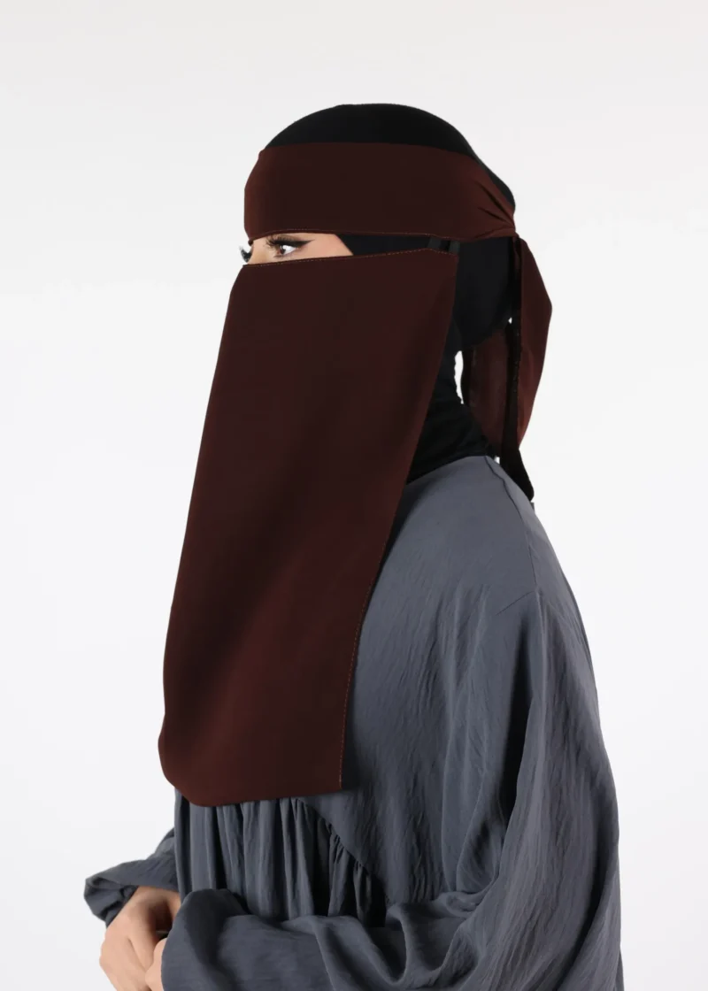 Full Niqab Easy Pull Down Dark Coffee