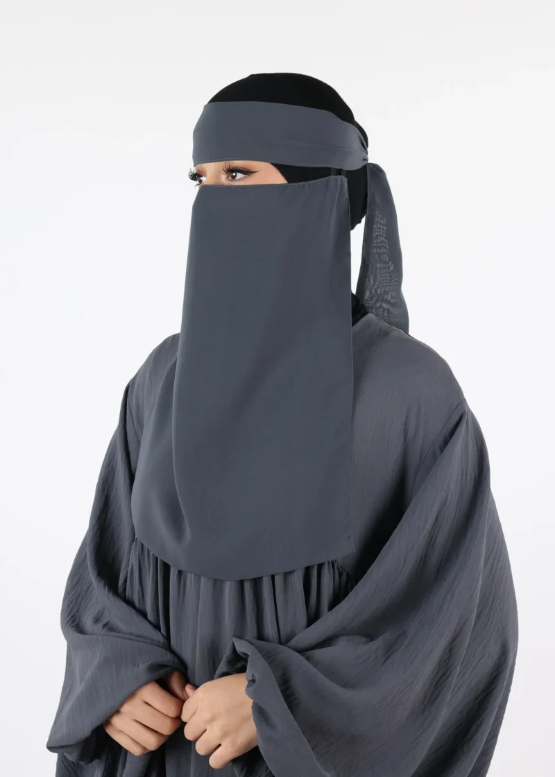 Full Niqab Easy Pull Down Dark Grey