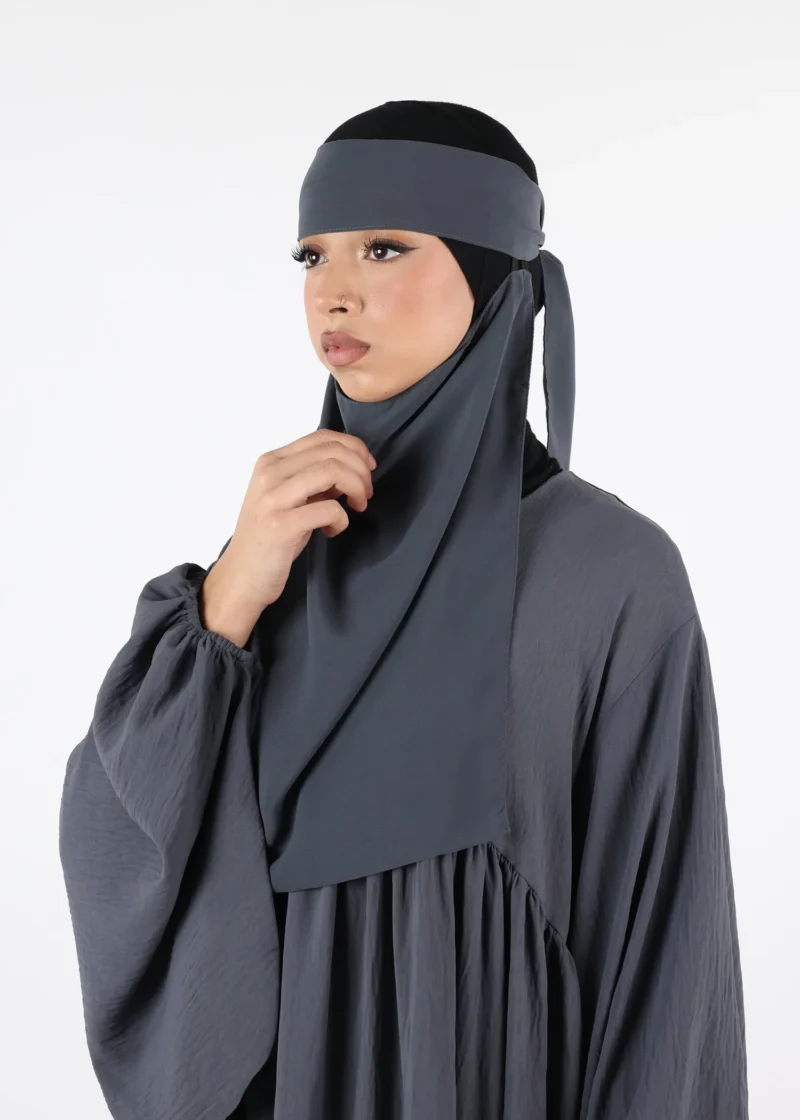 Alternative view of Full Niqab Easy Pull Down Dark Grey