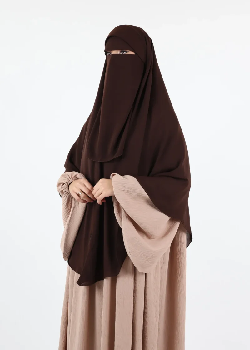 Instant Khimar Cap Niqab Set - Coffee