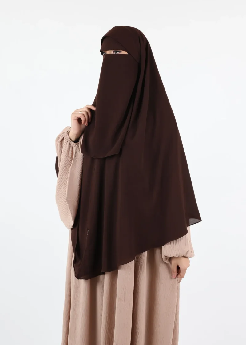 Alternative view of Instant Khimar Cap Niqab Set - Coffee