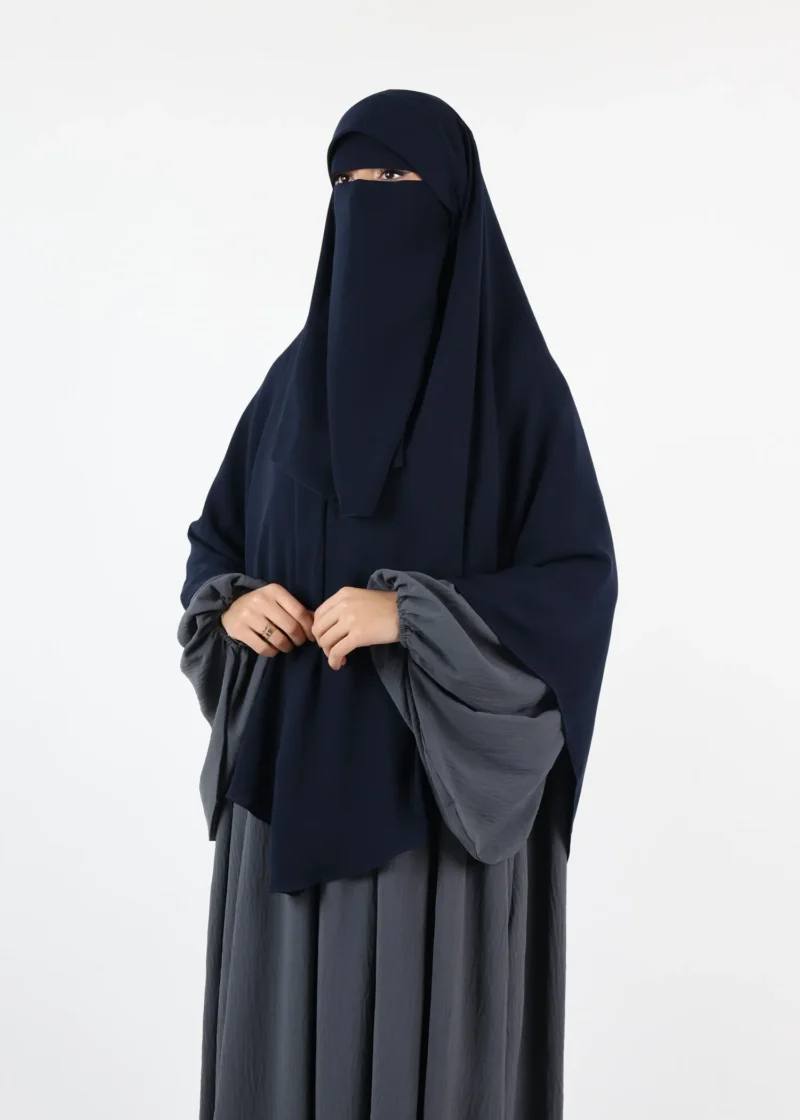 Instant Khimar Cap Niqab Set - Navy