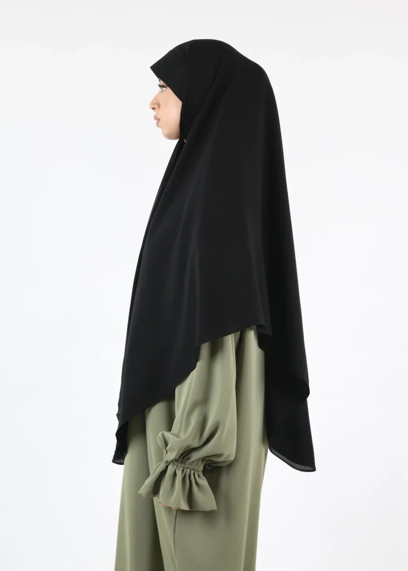 Khimar Hijab Cap Premium Smooth Chiffon - Black