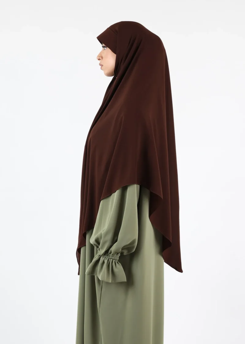 Khimar Hijab Cap Premium Smooth Chiffon - Coffee