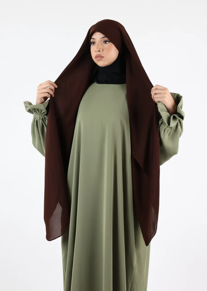 Alternative view of Khimar Hijab Cap Premium Smooth Chiffon - Coffee