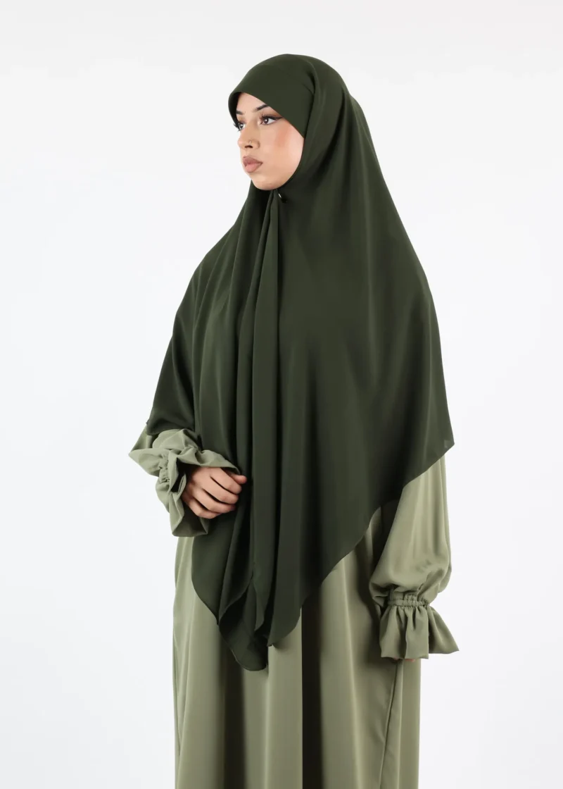 Khimar Hijab Cap Premium Smooth Chiffon - Khaki