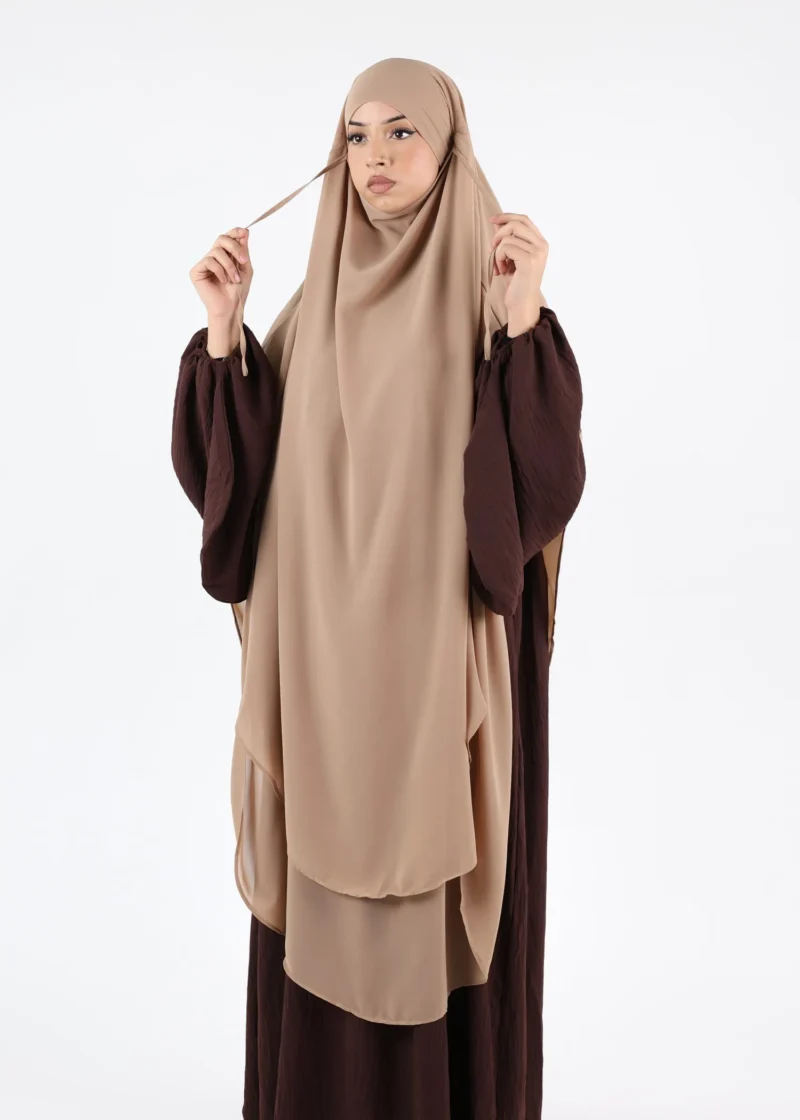 Maxi Khimar 2 Layer Chiffon - Cappuccino