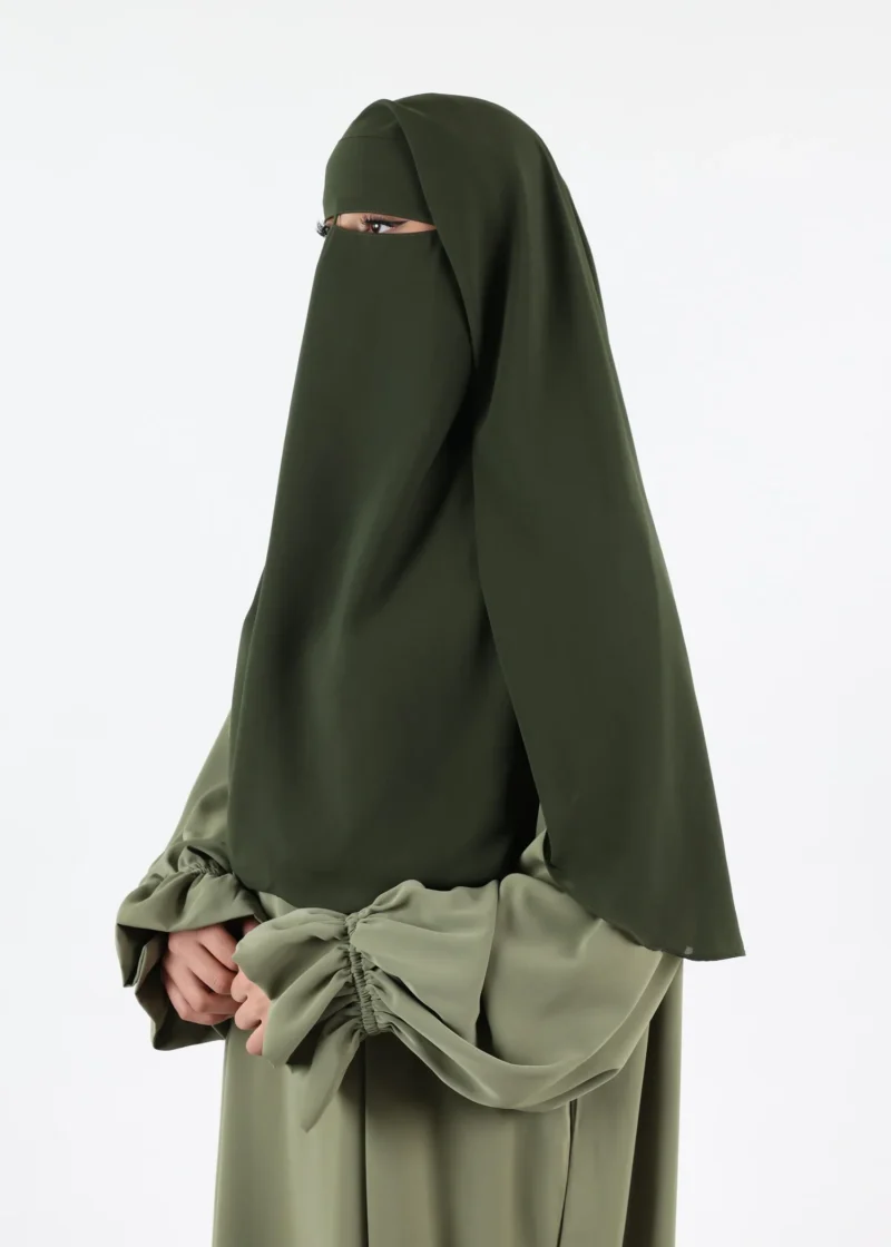 Alternative view of 2 Layer niqab Rounded Medium With Nose String - Khaki