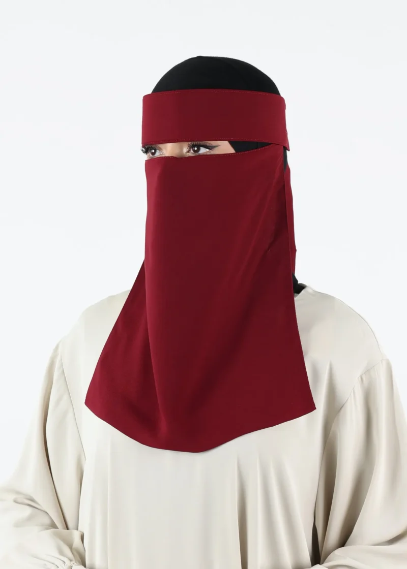Alternative view of Yemeni Niqab Medium - Premium - Burgundy