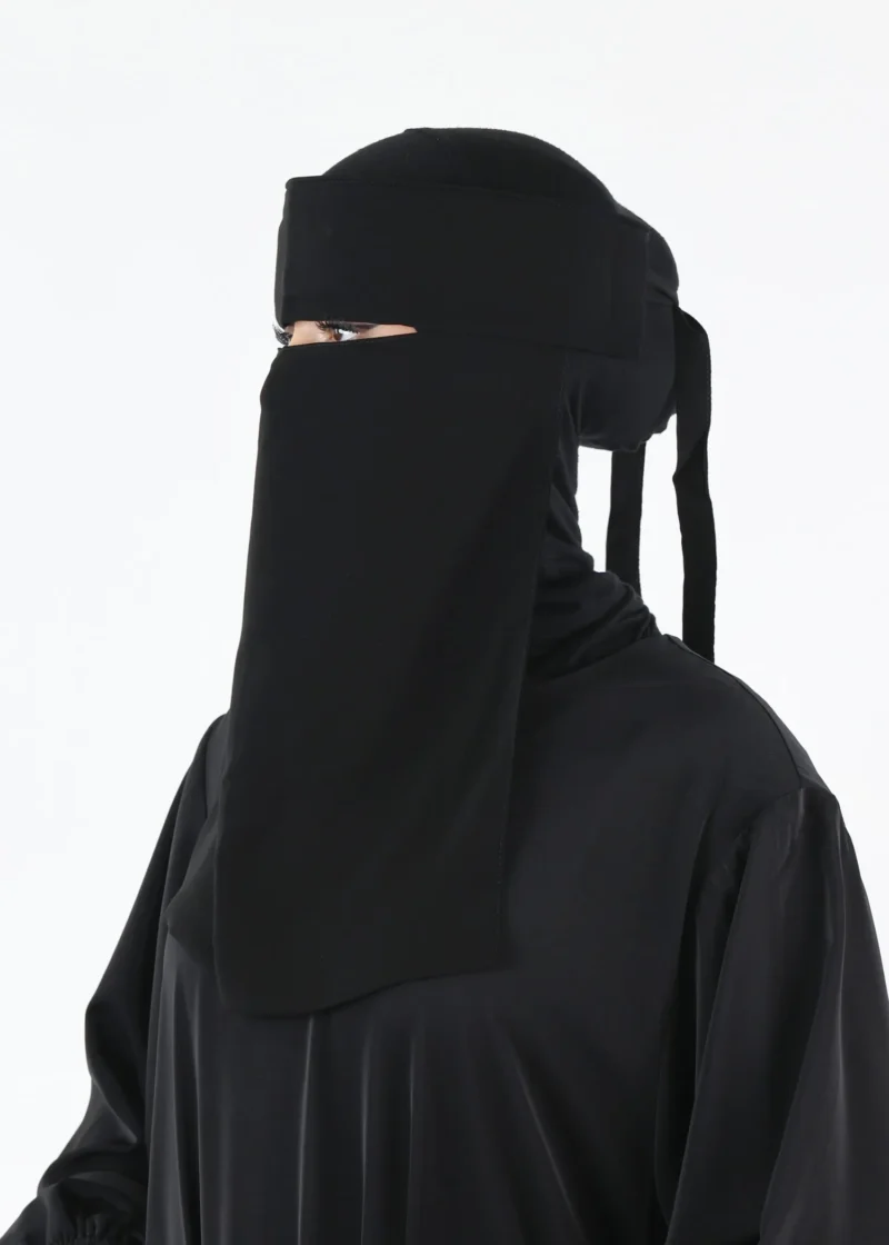 Yemeni Niqab With Eye Flap Medium - Premium - Black