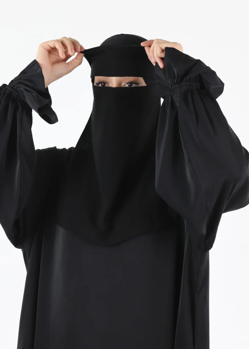 Alternative view of Yemeni Niqab With Eye Flap Medium - Premium - Black