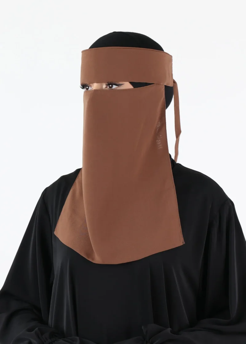 Alternative view of Yemeni Niqab With Eye Flap Medium - Premium - Brown Taupe