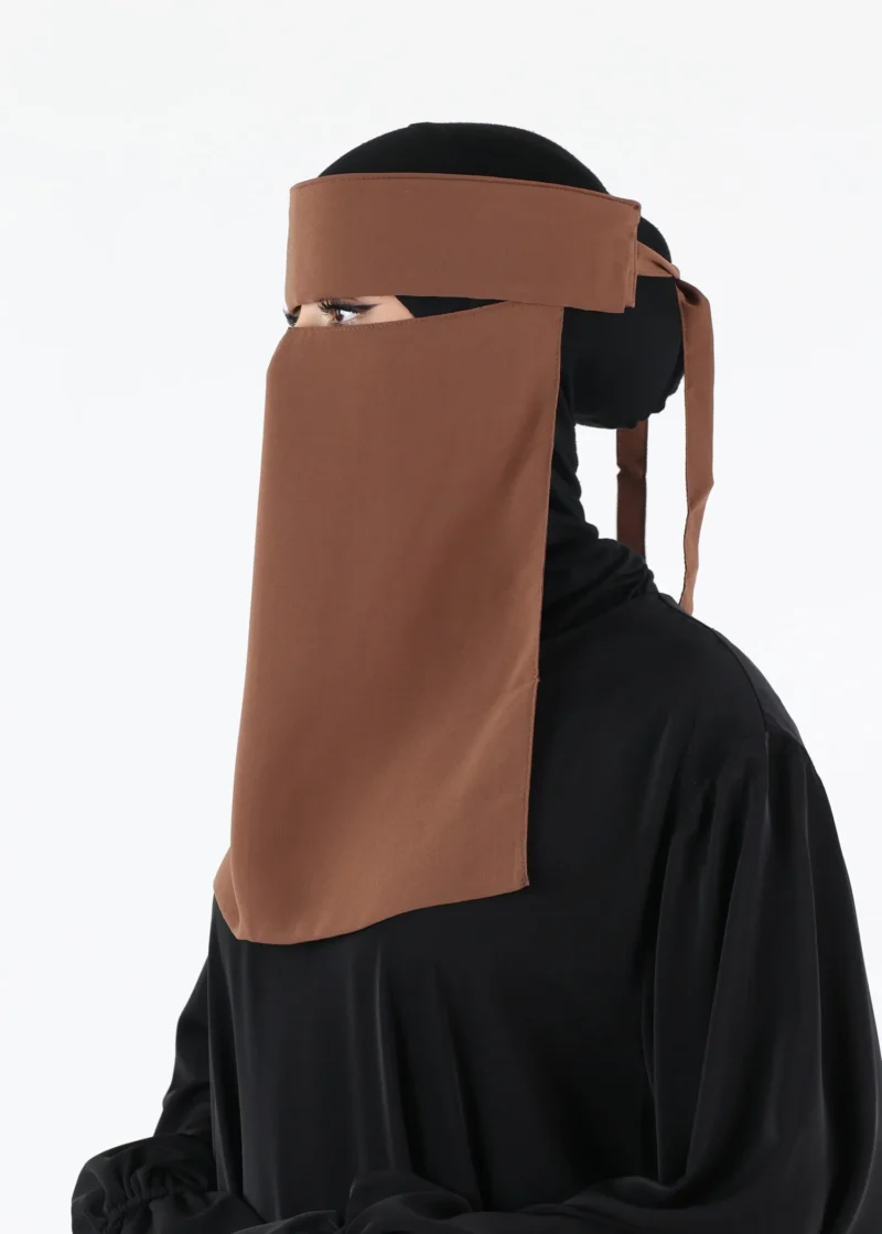 Yemeni Niqab With Eye Flap Medium - Premium - Brown Taupe