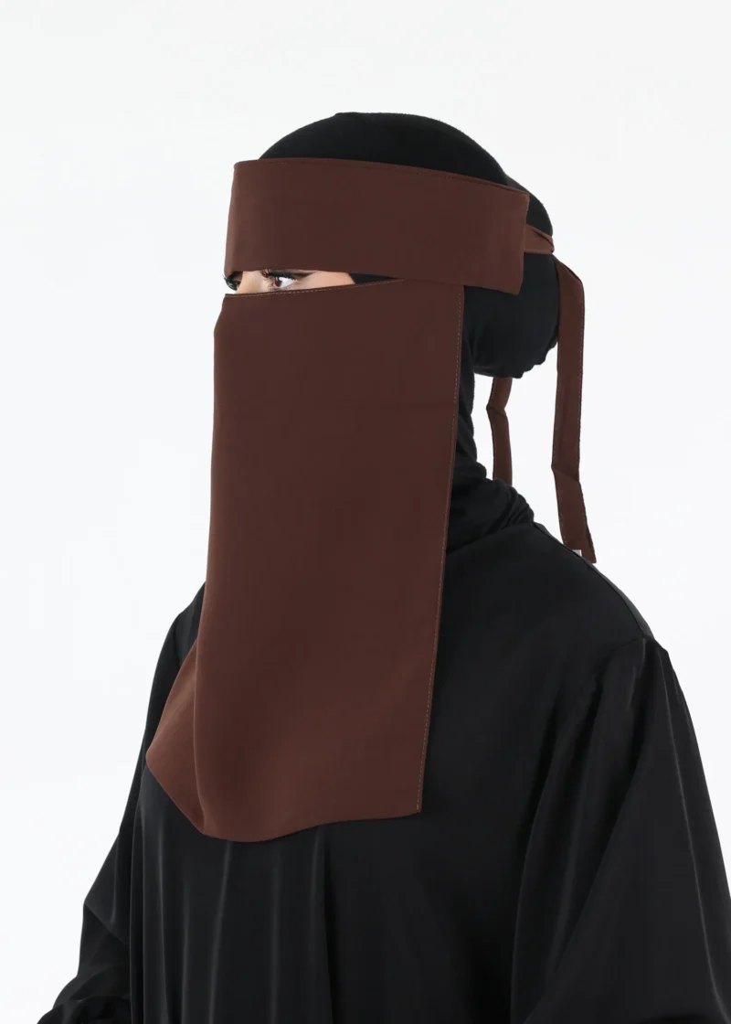 Yemeni Niqab With Eye Flap Medium - Premium - Dark Coffee