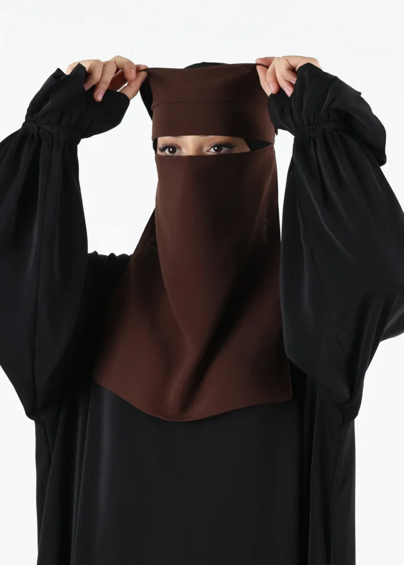 Alternative view of Yemeni Niqab With Eye Flap Medium - Premium - Dark Coffee