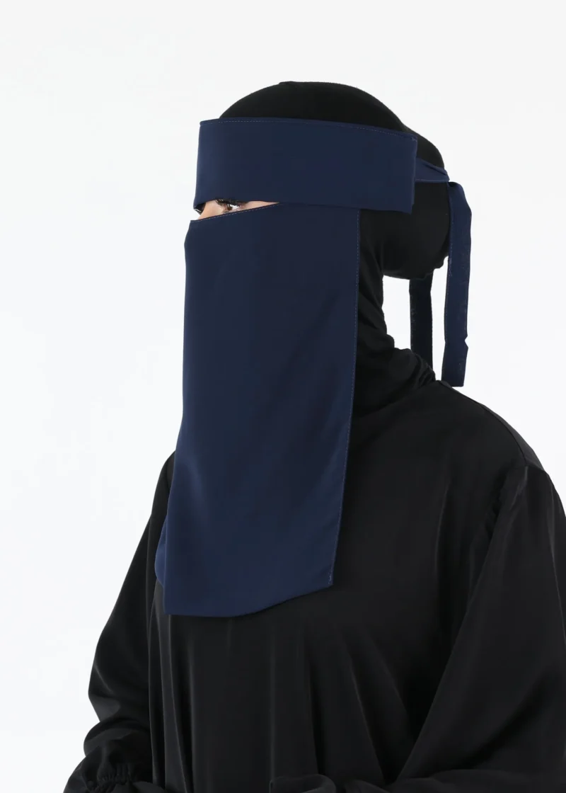 Yemeni Niqab With Eye Flap Medium - Premium - Navy