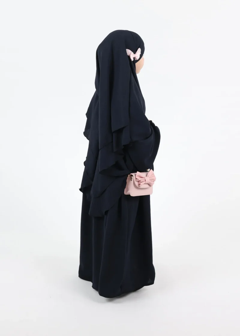 Alternative view of Kids Abaya and Khimar Set 2-Layer Puff Sleeve - Navy