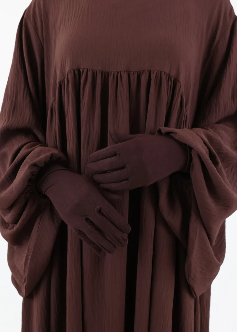 Tactile Muslim Gloves - Short Cotton Gloves - Coffee