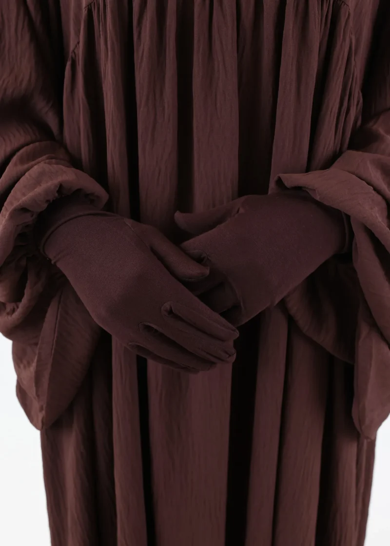 Alternative view of Tactile Muslim Gloves - Short Cotton Gloves - Coffee