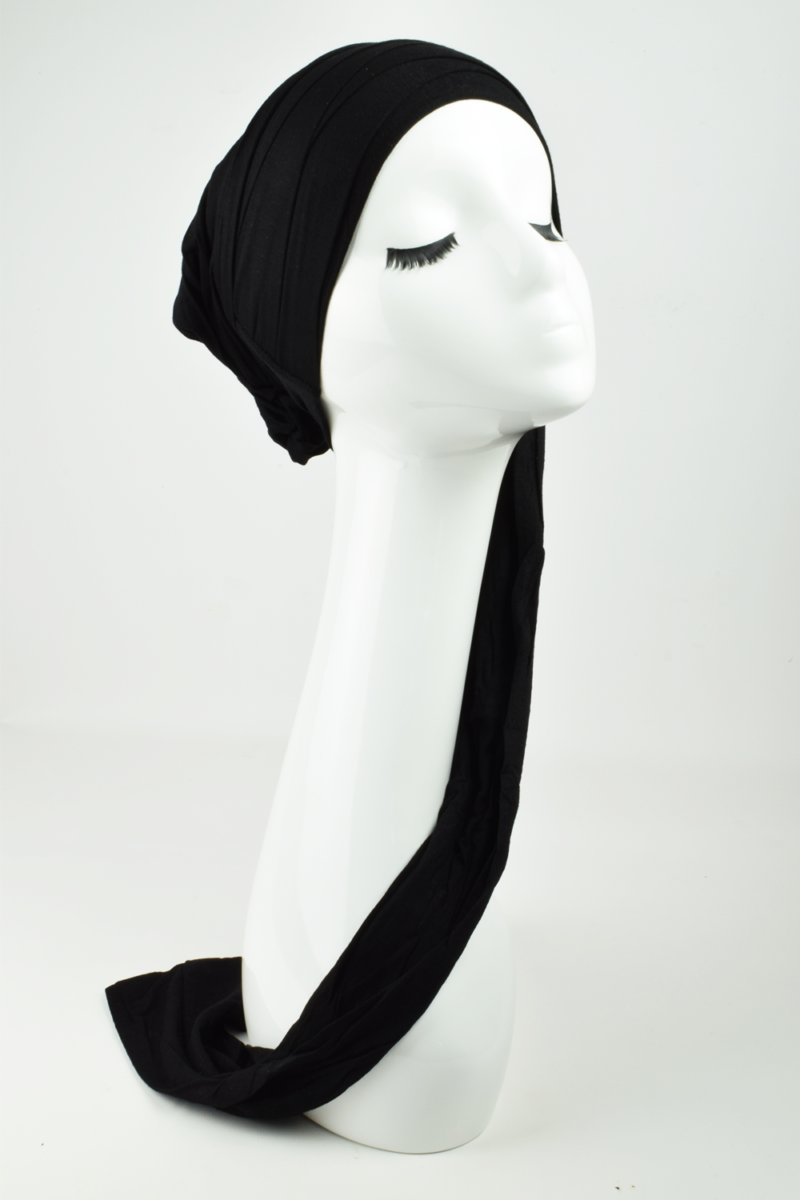 Alternative view of Black Criss cross Turban