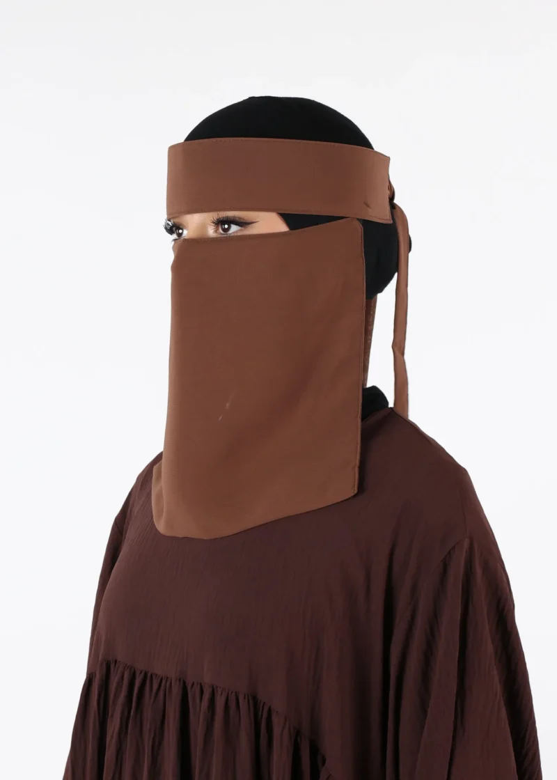 Yemeni Niqab Short - Premium - Brown Taupe