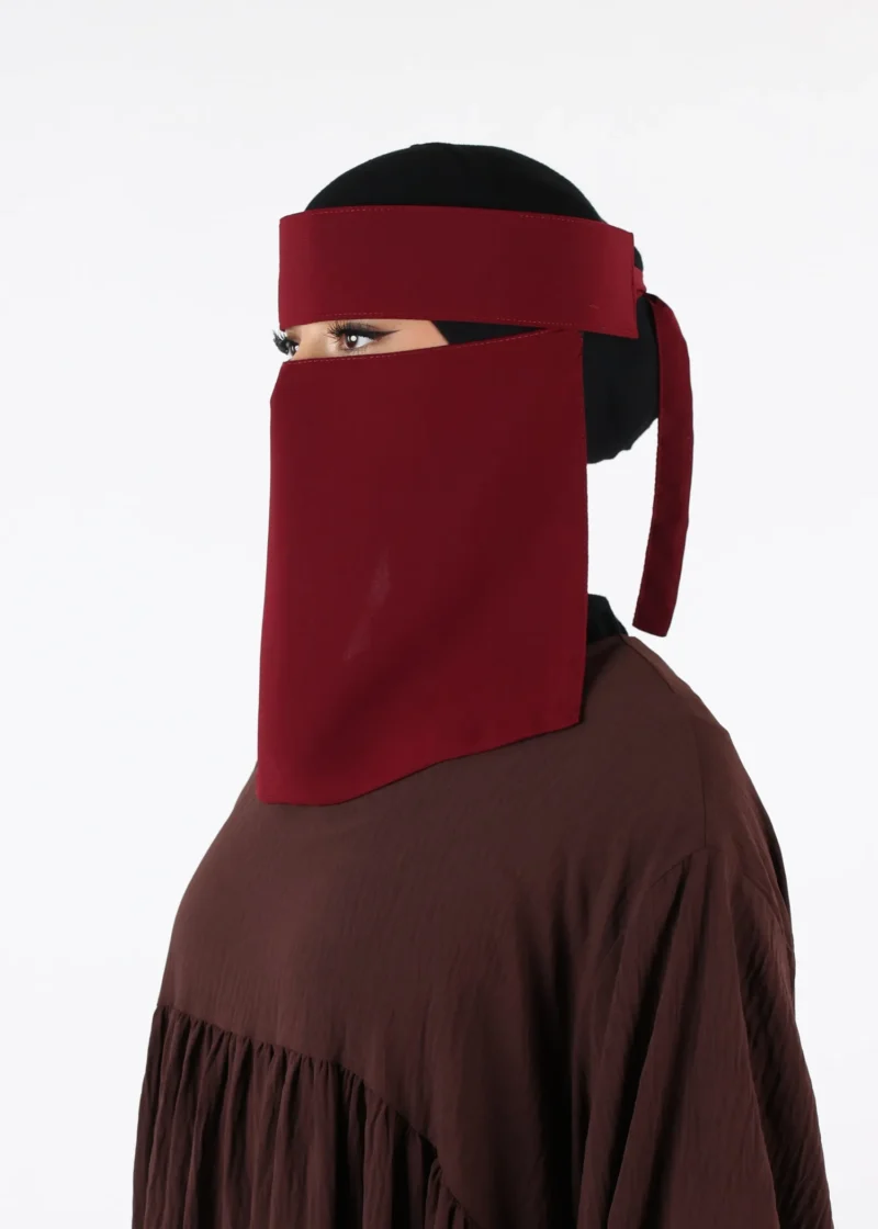 Alternative view of Yemeni Niqab Short - Premium - Burgundy