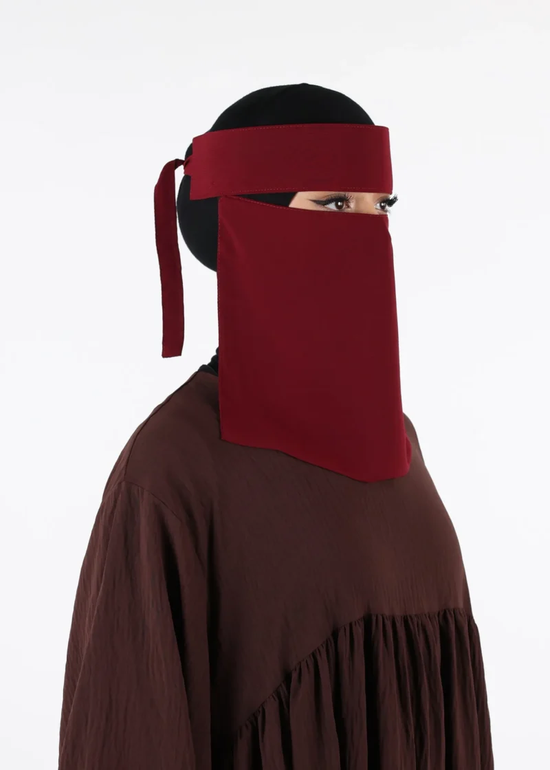 Yemeni Niqab Short - Premium - Burgundy