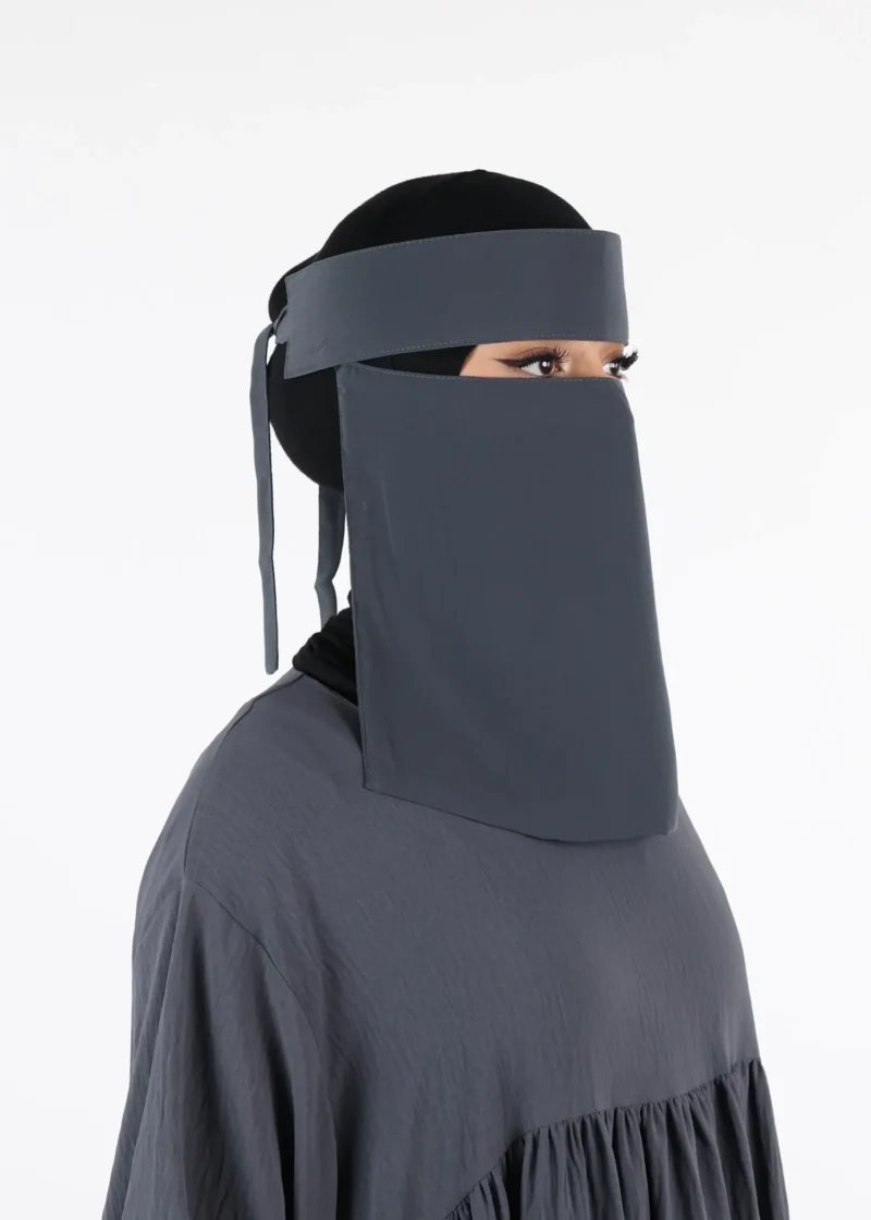 Yemeni Niqab Short - Premium - Dark Grey