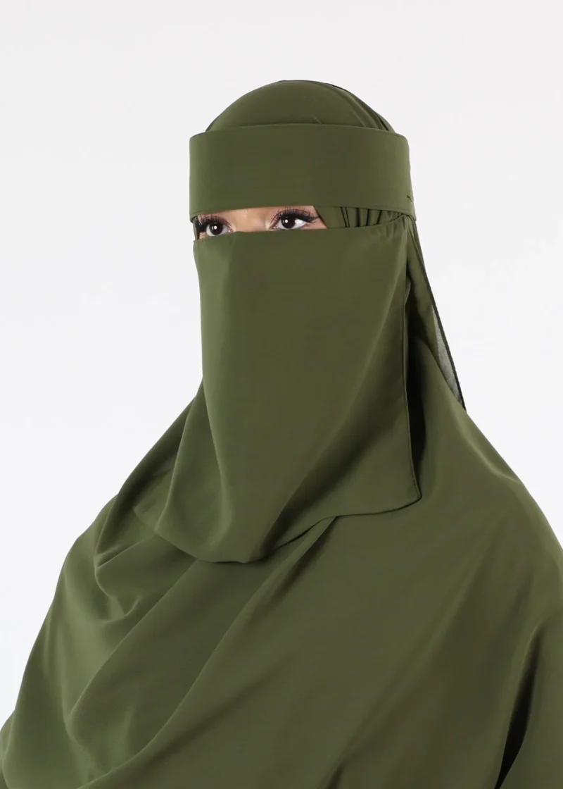 Alternative view of Yemeni Niqab Short - Premium - Dark Olive