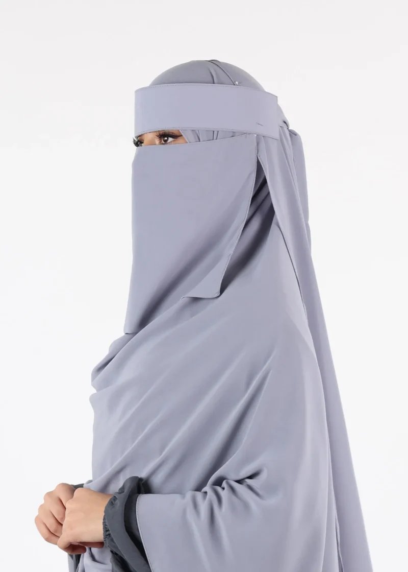 Yemeni Niqab Short - Premium - Steel Grey