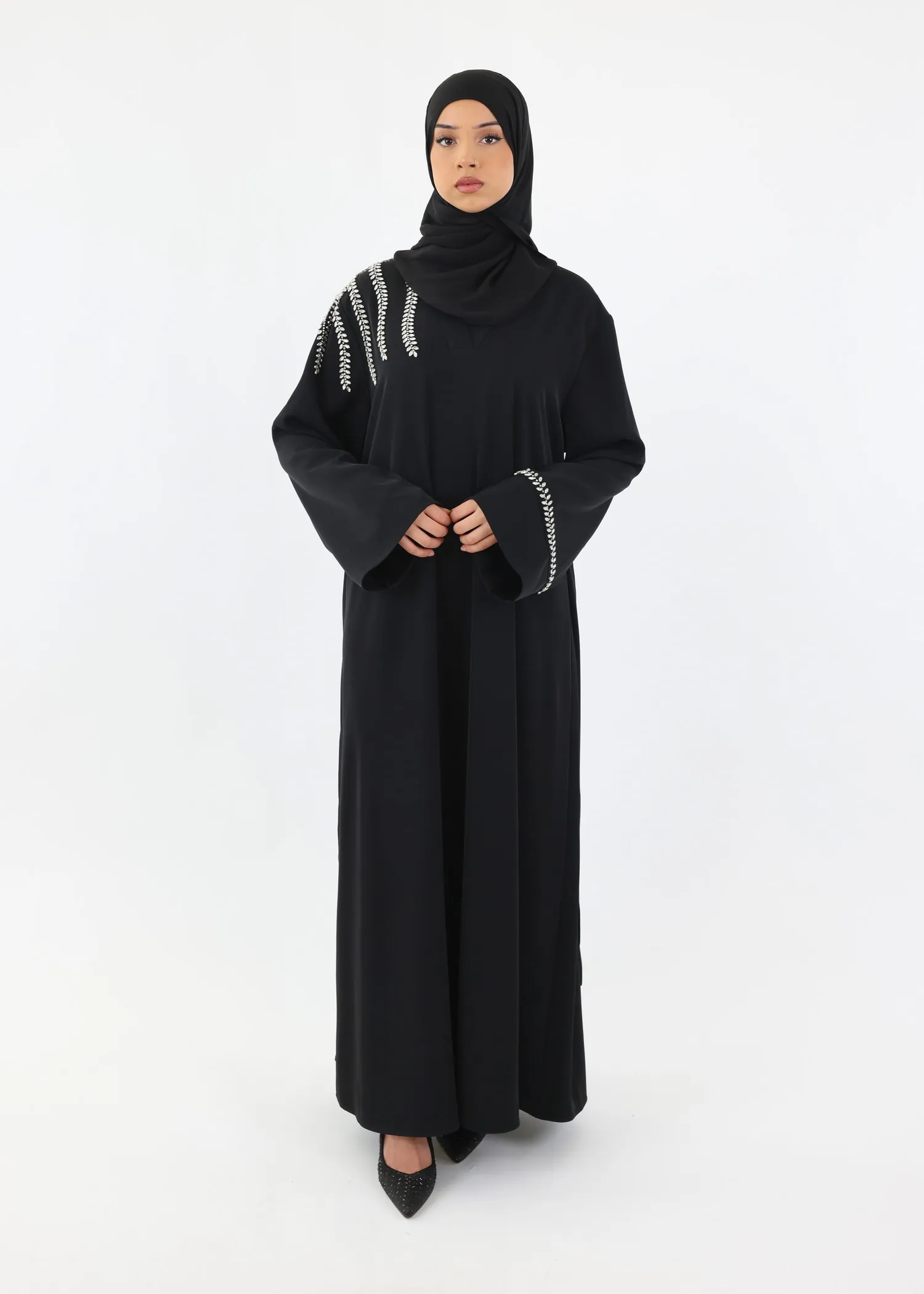 Eid Special Edition – Handmade Abaya with Shoulder Embellishment