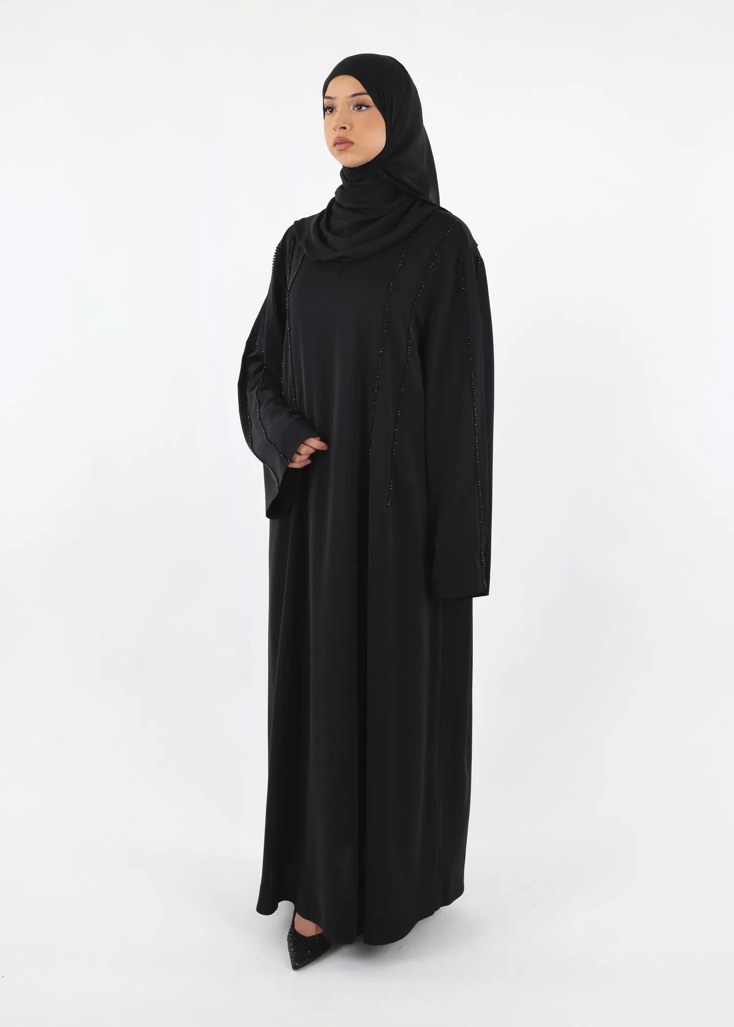 Eid Special Edition – Handmade Abaya with Beaded Lines