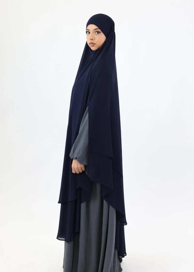 Alternative view of Maxi Khimar Cape Hayba 2 Layer Chiffon - Navy