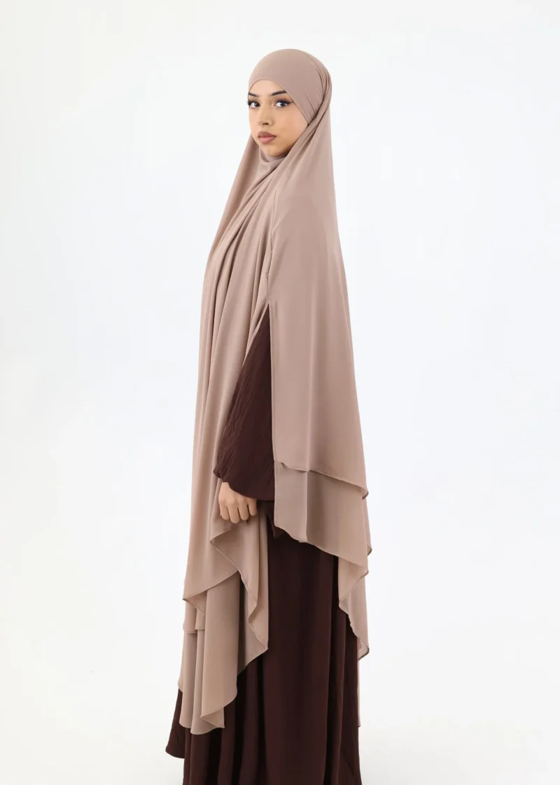Alternative view of Maxi Khimar Cape Hayba 2 Layer Chiffon - Pink Taupe
