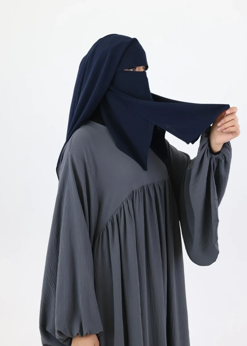 Niqab For Eating 2 Layer with Eye Flap - Navy