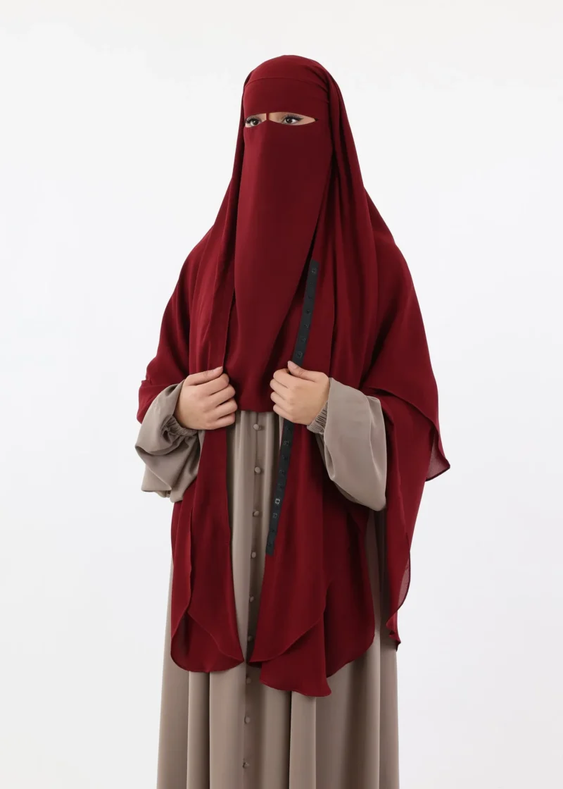 Alternative view of Niqab and Khimar Set Um Hafsa - Burgundy