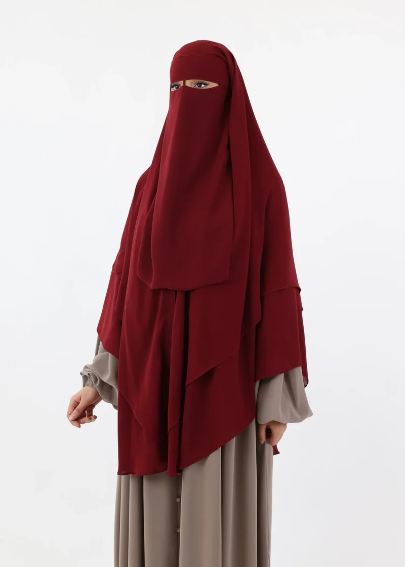 Niqab and Khimar Set Um Hafsa - Burgundy