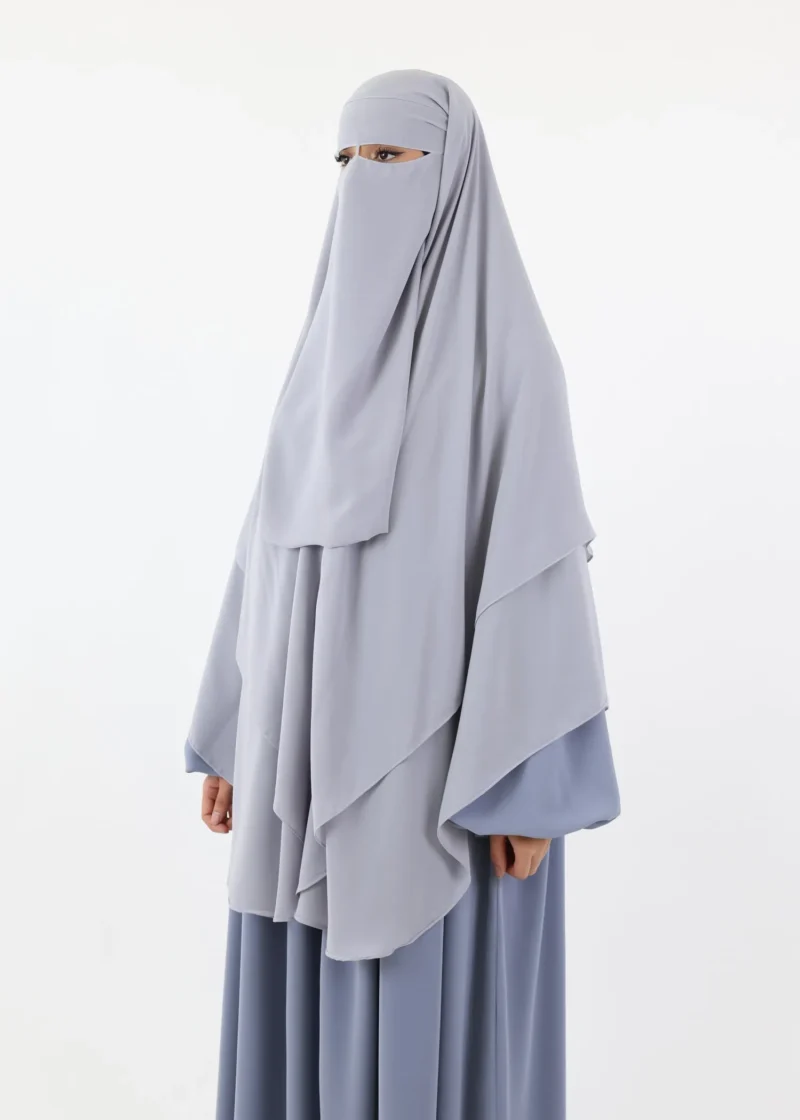 Niqab and Khimar Set Um Hafsa - Light Grey
