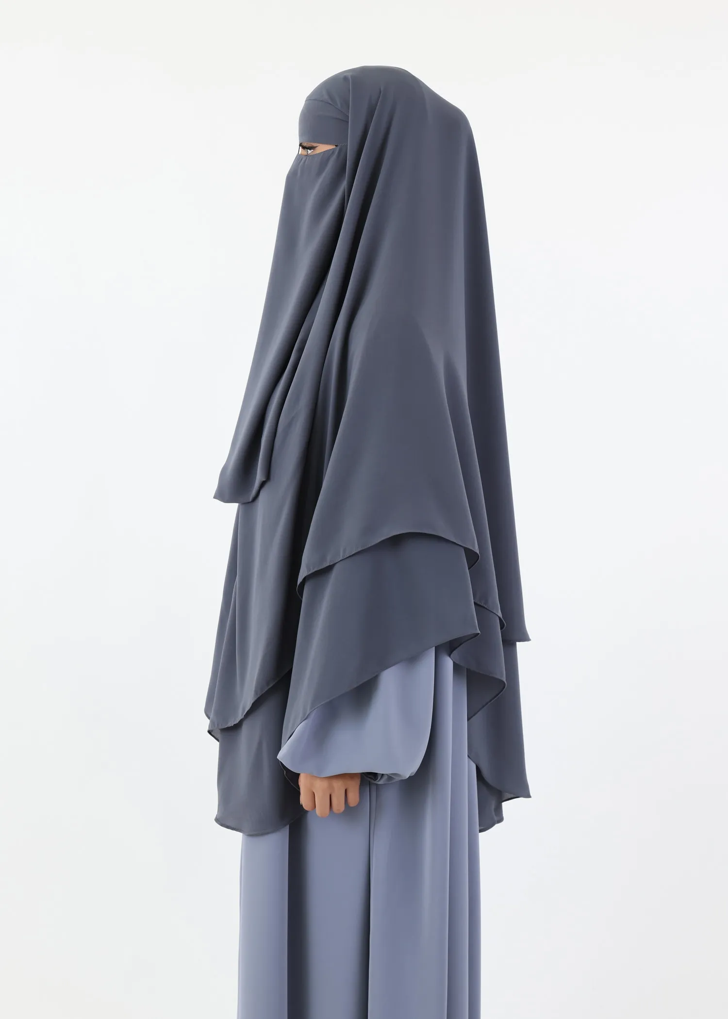 Niqab and Khimar Set Um Hafsa - Slate Grey