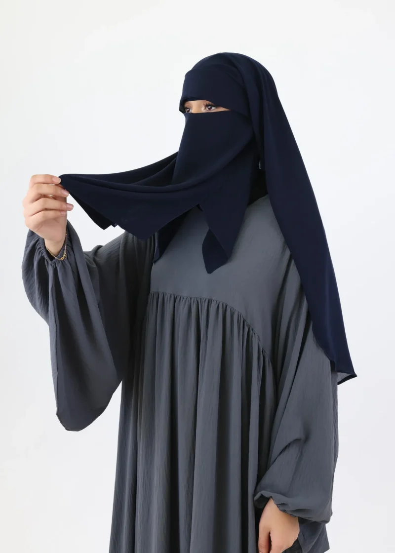Niqab For Eating 1 Layer with Eye Flap - Navy