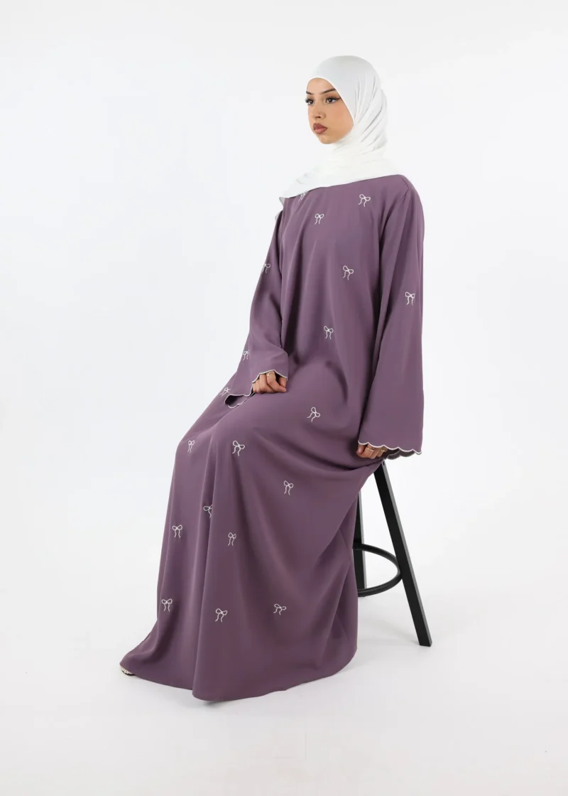 Alternative view of Abaya Wiam – Embroidered Abaya – Soft Crepe Fabric - Dusty Purple