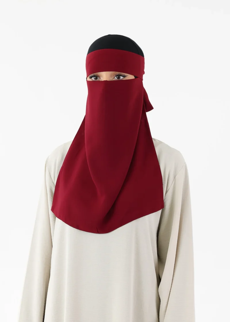 Alternative view of Full Niqab Premium Chiffon Burgundy