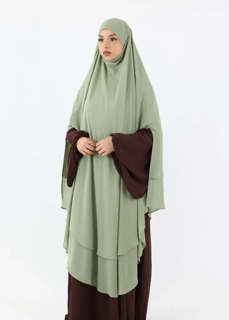 Alternative view of Maxi Khimar Cape Hayba 2 Layer Chiffon - Light Pistachio