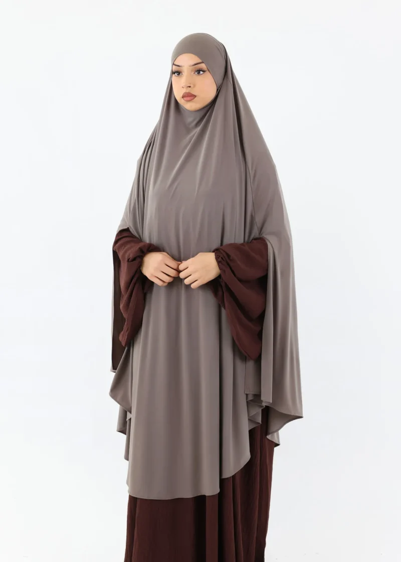 Maxi Cape Premium Jersey Khimar - Grey Taupe